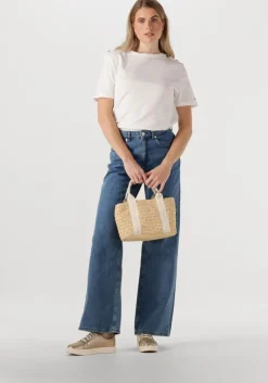 witte tommy hilfiger t-shirt reg stripe gold btn c-nk ss