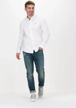 witte tommy jeans casual overhemd tjm slim stretch oxford shirt
