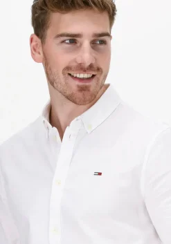 witte tommy jeans casual overhemd tjm slim stretch oxford shirt