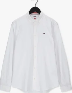 witte tommy jeans casual overhemd tjm slim stretch oxford shirt