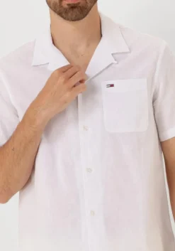 witte tommy jeans casual overhemd tjm linen blend camp ss ext