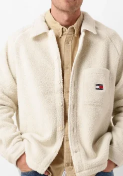 witte tommy jeans jack tjm xs badge teddy overshirt