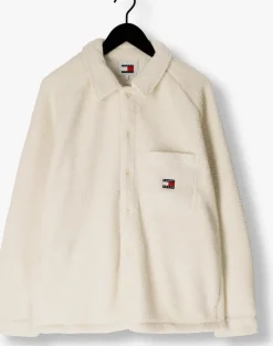 witte tommy jeans jack tjm xs badge teddy overshirt