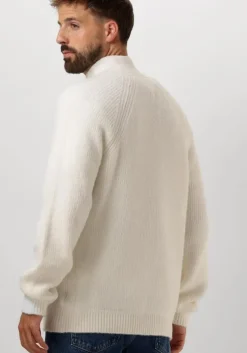 witte tommy jeans trui tjm reg 1/4 zip raglan badge