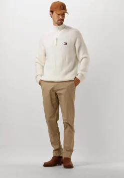 witte tommy jeans trui tjm reg 1/4 zip raglan badge
