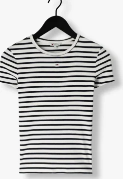 witte tommy jeans t-shirt tjw slim essential rib ss ext