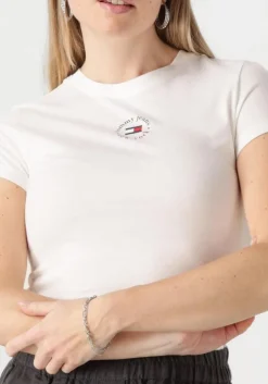 witte tommy jeans t-shirt tjw slim essential logo 2 tee
