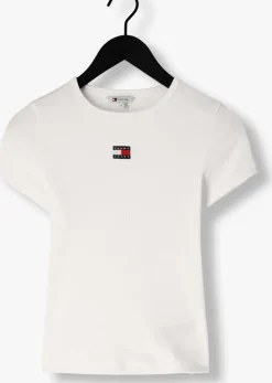 witte tommy jeans t-shirt twj slim badge rib tee