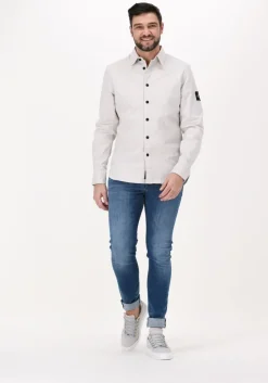 zand calvin klein casual overhemd monogram badge shirt