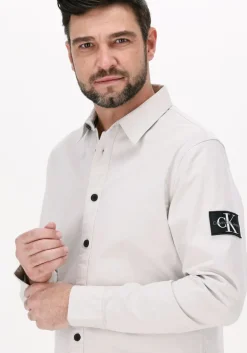 zand calvin klein casual overhemd monogram badge shirt