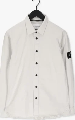 zand calvin klein casual overhemd monogram badge shirt