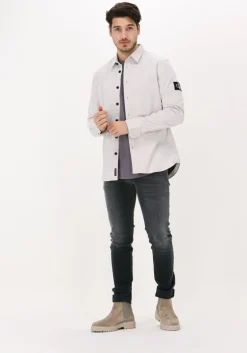 zand calvin klein casual overhemd monogram badge shirt