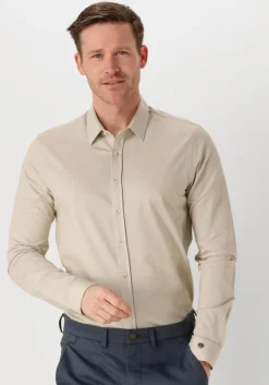 zand cast iron casual overhemd long sleeve shirt twill jersey 2 tone