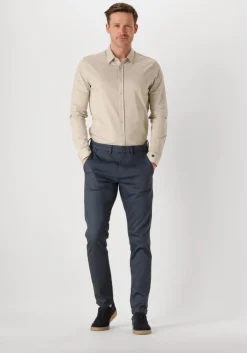 zand cast iron casual overhemd long sleeve shirt twill jersey 2 tone