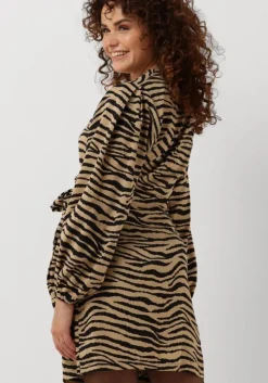 zand neo noir mini jurk oaklynn graphic zebra dress