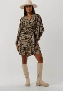 zand neo noir mini jurk oaklynn graphic zebra dress