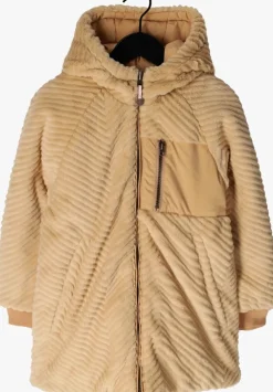 zand nono teddy jas baybee reversible mid long hooded jacket