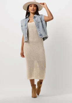 zand object midi jurk objedita s/s knit dress a vip 23