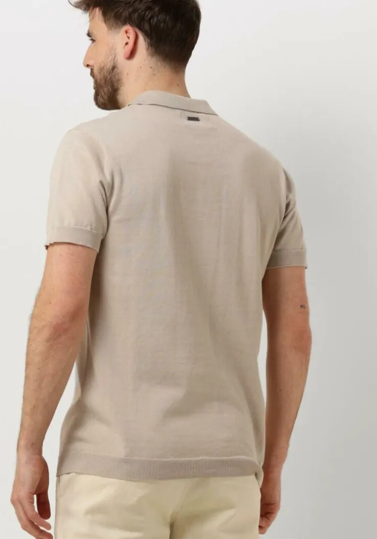 zand pure path polo knitted shortsleeve polo button up with chest embroidery