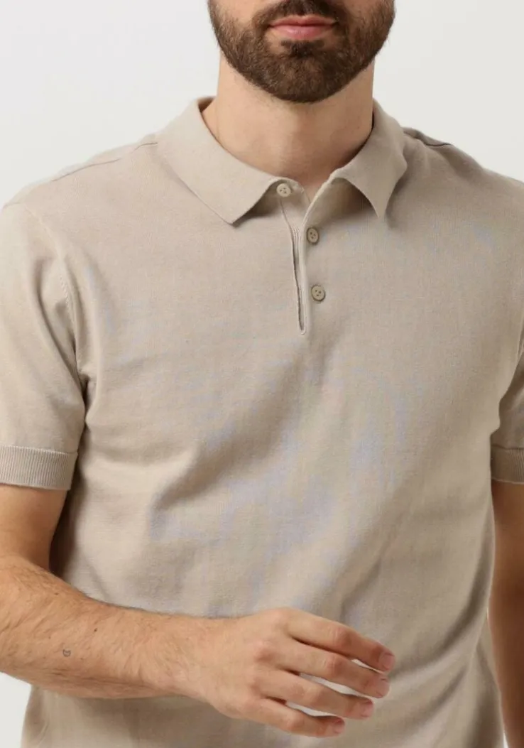 zand pure path polo knitted shortsleeve polo button up with chest embroidery