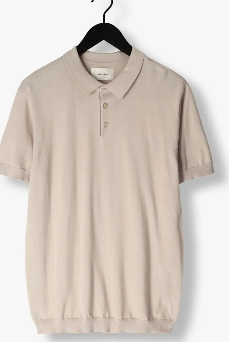 zand pure path polo knitted shortsleeve polo button up with chest embroidery