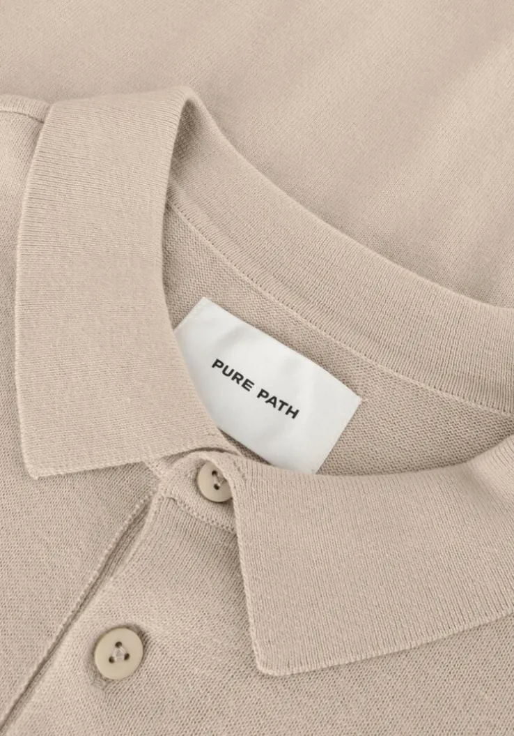 zand pure path polo knitted shortsleeve polo button up with chest embroidery