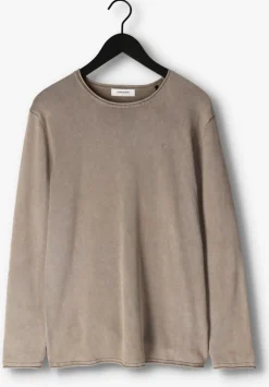 zand pure path trui flat knitted shirt with small logo on chest