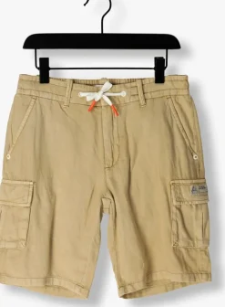 zand scotch & soda korte broek garment-dyed cotton linen cargo shorts