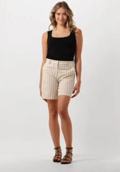 zand selected femme broeken slfhilda mw shorts pin stripe