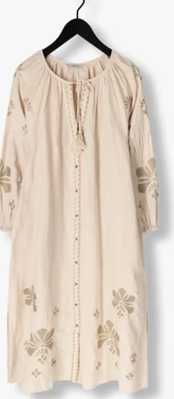 zand summum maxi jurk long dress linen heavy embroidery