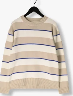 zand woodbird trui wbkurt stripe crew