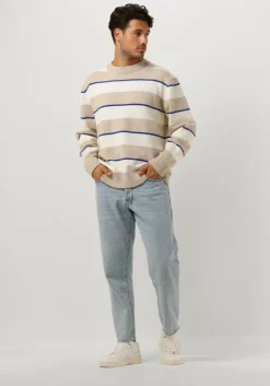 zand woodbird trui wbkurt stripe crew