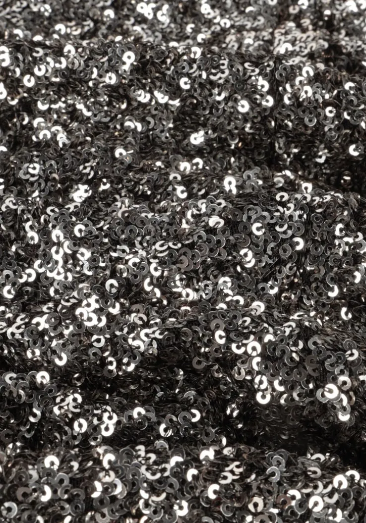 zilveren access mini jurk sequin mini dress with v necklin