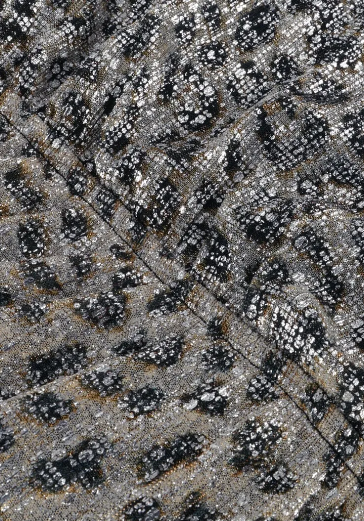 zilveren alix the label mini jurk ladies knitted leopard shiny wrap dress