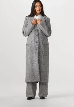 zilveren alix the label mantel ladies woven sequin long blazer