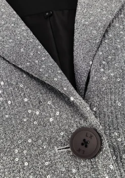 zilveren alix the label mantel ladies woven sequin long blazer