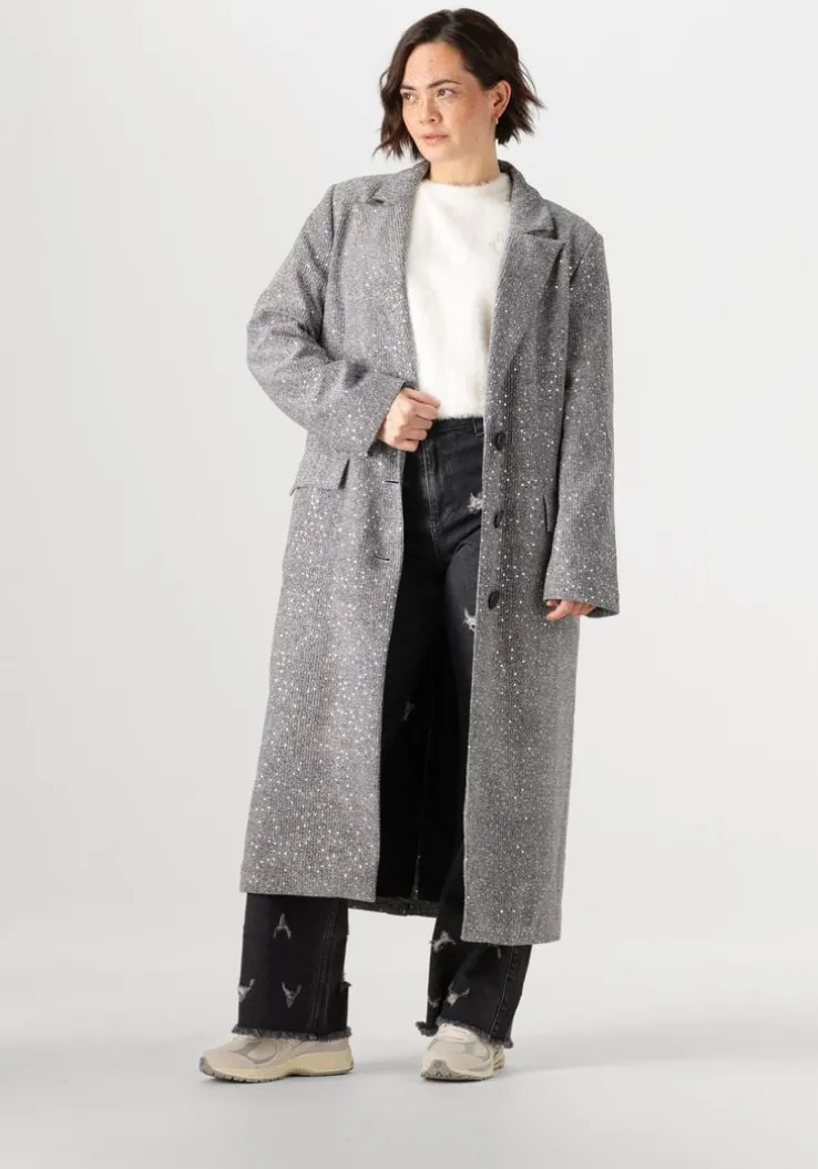 zilveren alix the label mantel ladies woven sequin long blazer