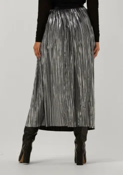 zilveren co'couture maxirok riley metal plisse skirt