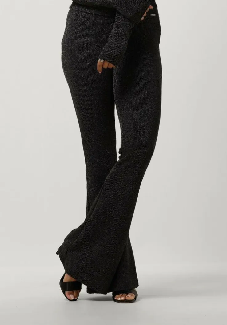 zilveren colourful rebel flared broek lurex extra flare pants