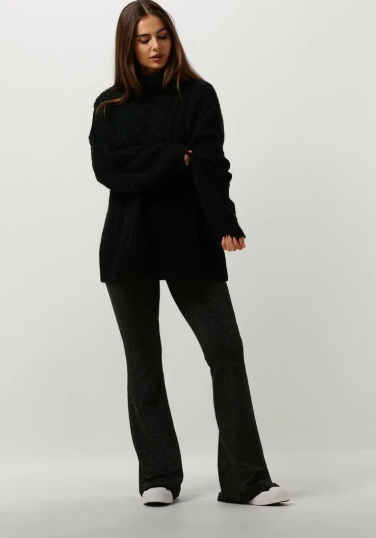 zilveren colourful rebel flared broek lurex extra flare pants