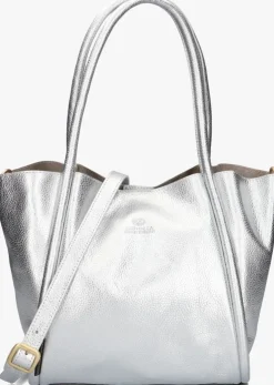zilveren fred de la bretoniere schoudertas nalani shoulder bag shiny grain leather