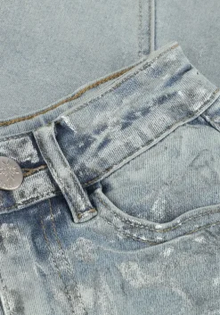 zilveren indian blue jeans midirok long denim skirt silver