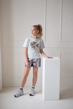 zilveren like flo korte broek fantasy flo metallic short