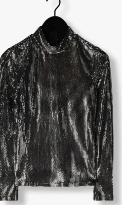zilveren minus top jilana high neck long sleeve top