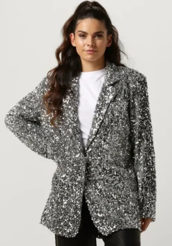 zilveren notre-v blazer nv-christine glitter velvet blazer