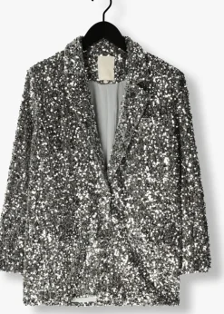 zilveren notre-v blazer nv-christine glitter velvet blazer