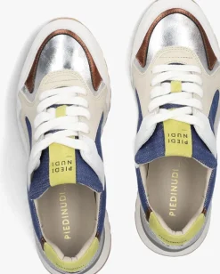 zilveren piedi nudi lage sneakers selva 17.09