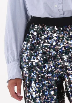 zilveren scotch & soda pantalon metallic piece sequin high-rise pants