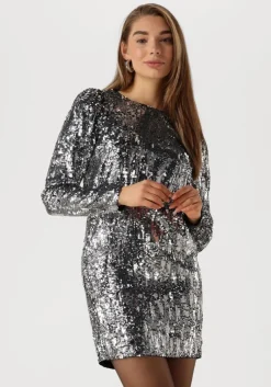 zilveren selected femme mini jurk slfari-colyn ls short sequins