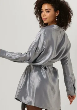 zilveren selected femme mini jurk slfsilvia-tonia ls shirt dress